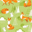 Printed Wincy Col. 108 Foxes Green (Min: 10mtrs)